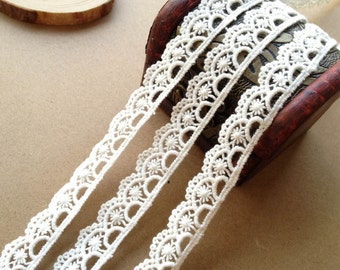 Lovely Cotton Lace Trim, White Ribbon Lace, White Cotton Lace Trim for Bridal, Sewing, Applique, Gift wrap, Crafting