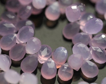 Lavender Purple Chalcedony Faceted Pear Briolettes, 9 - 11 mm, 6 beads GM0711FP/10/6 #274