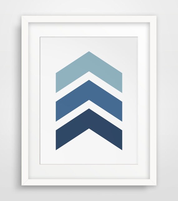 Navy Chevrons Blue Chevrons Navy Chevron Wall Print Blue
