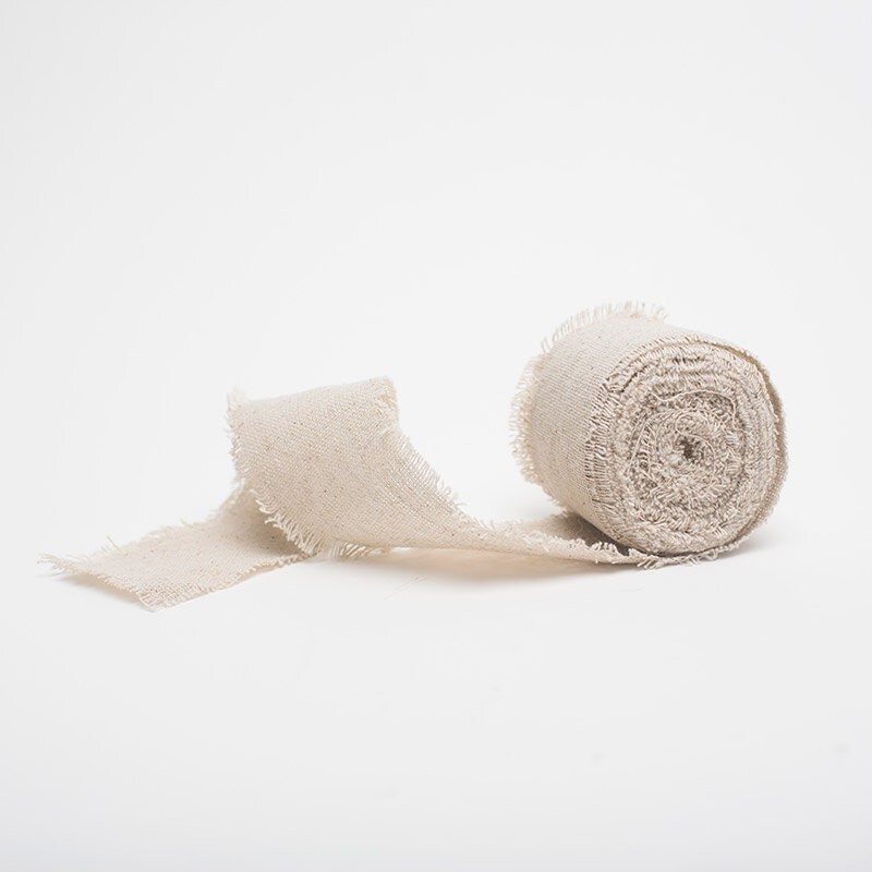 Linen Ribbon with Fringe Edge Wedding Ribbon Gift Wrap