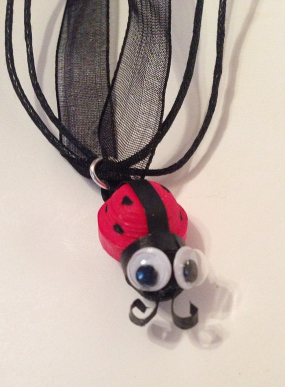 Items similar to Quilling necklace, quilling jewelry, ladybug necklace
