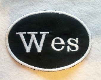 Oval Iron On Name Patch / Biker Tag / Biker Patch / Name Tag / Fabric Label