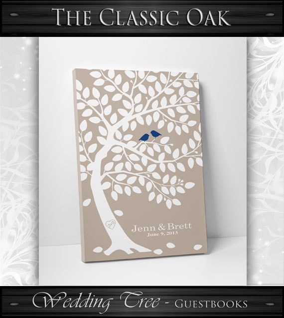 Guest Book Alternative // Unique Guest Book // Classic Oak Tree // Canvas or Matte Print 75-150 Guests // 16x20 Inches by WeddingTreePrints