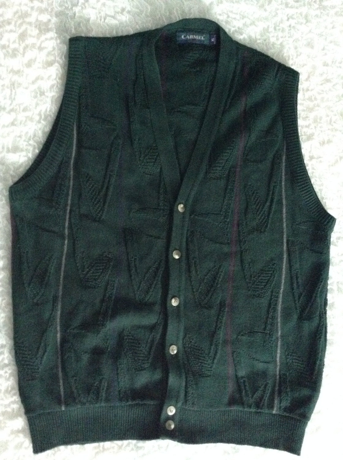 Men's cotton sweater vest button down V-neck Dark