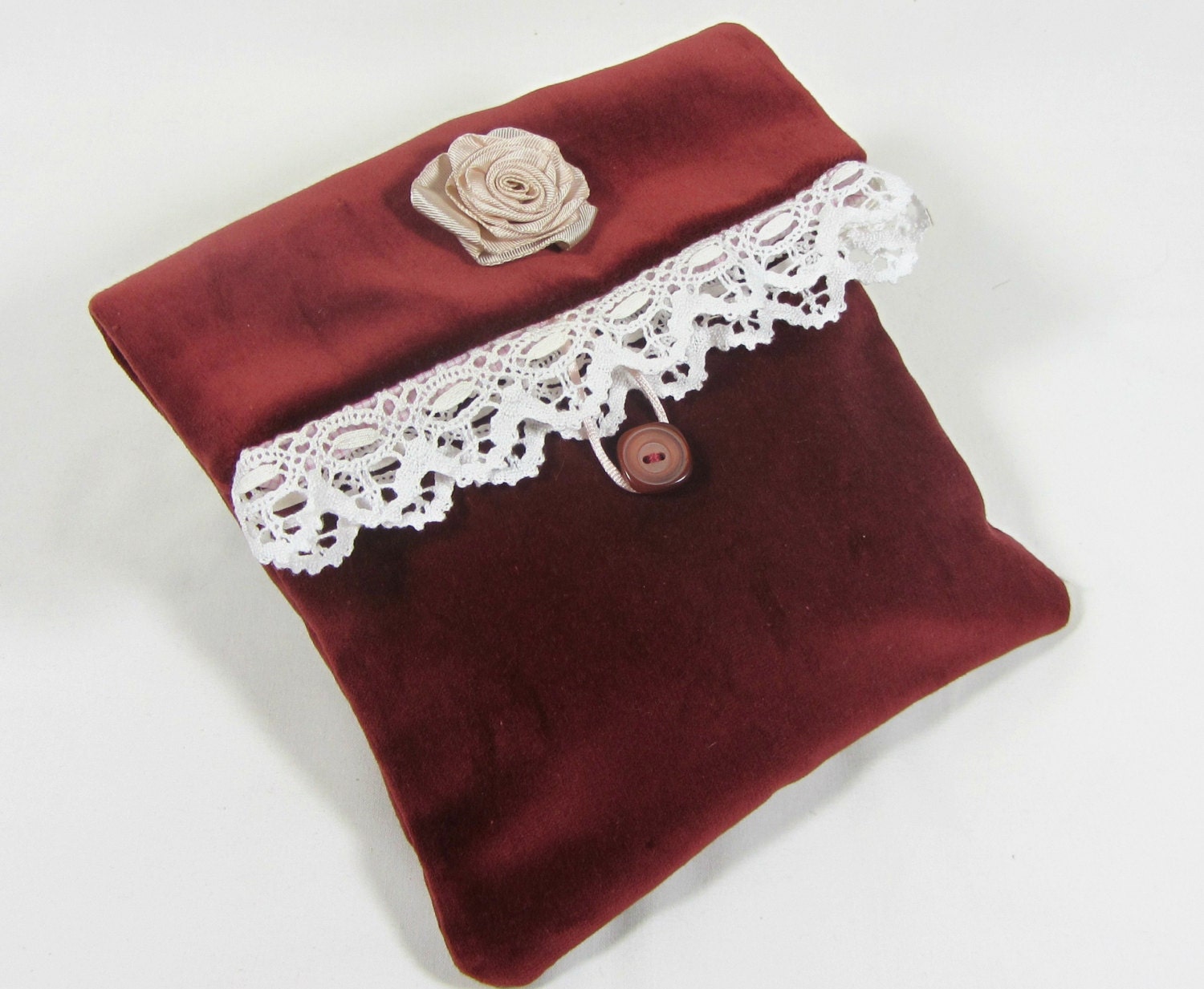 red velvet pouch bag