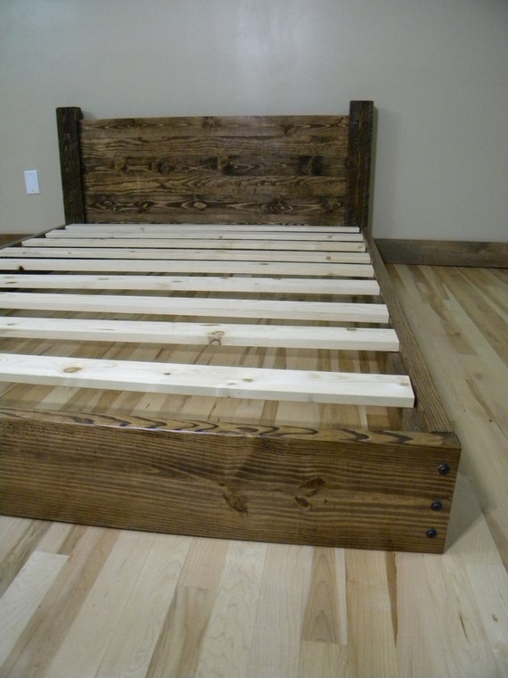 Platform Bed Headboard Bed Frame Beds Twin by JNMRusticDesigns