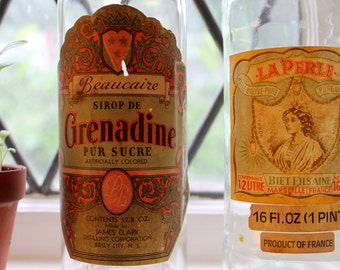 1950s Bottles with Paper Labels: Grenadine, Olive Oil