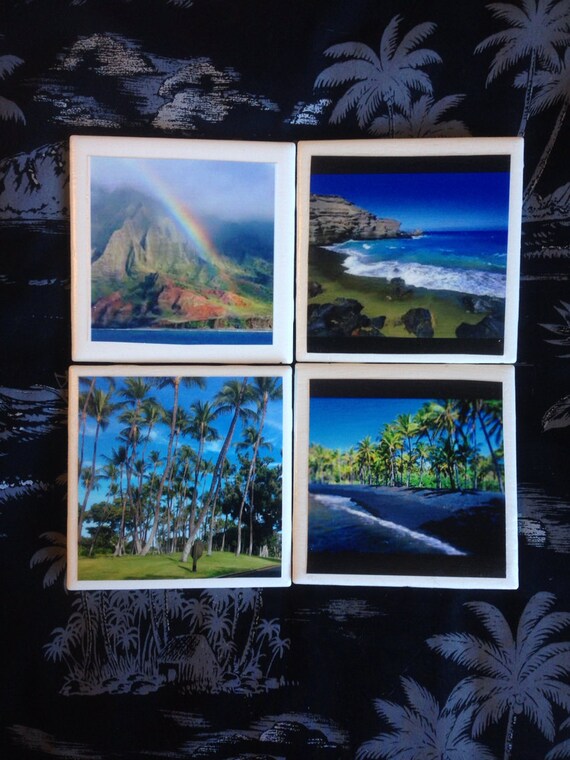 Sale big island Hawaii coaster set by alohamarsjewelry on Etsy