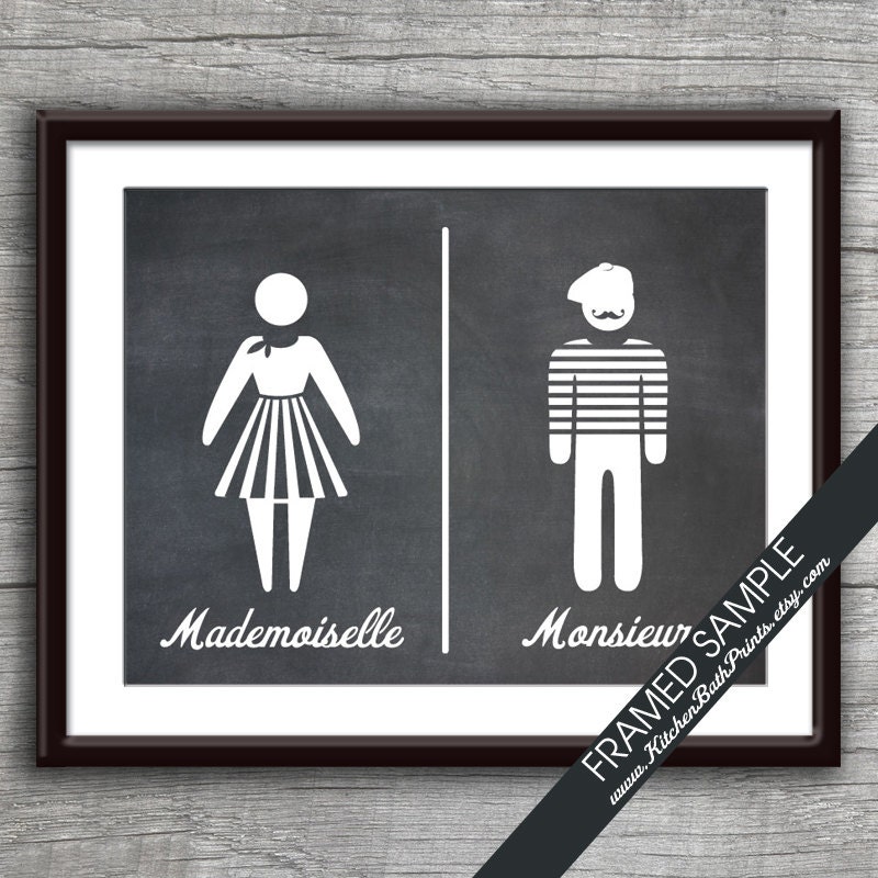 Bathroom Sign Art mademoiselle and monsieur art print featured in vintage Bathroom Sign Art mademoiselle and monsieur art print featured in vintage