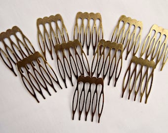 Bronze Hair Combs, 10 or 25, Metal Hair Combs, Small Hair Comb, Hair Accessories, Bronze Tone Combs, Bridal Supplies, Bronze Hair Slide, UK