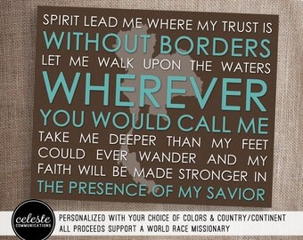 LARGE Oceans by Hillsong United lyrics Metal Sign Wall Art - proceeds ...