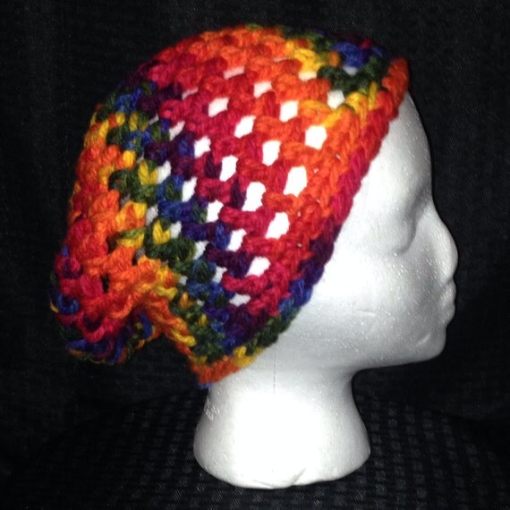 Items similar to Waffle Cone Slouchy Crochet Hat in Schoolyard (Rainbow ...