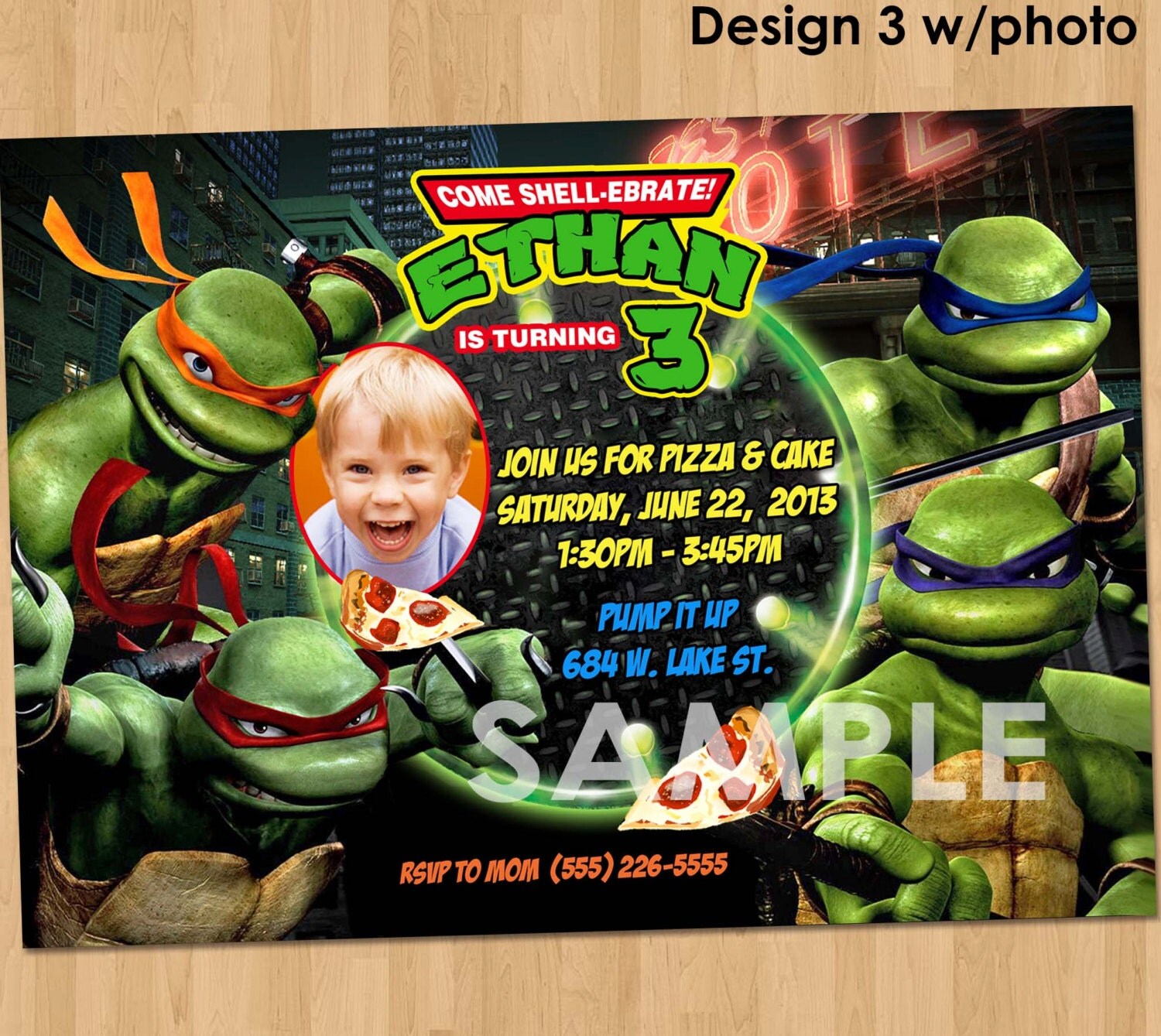 Teenage Mutant Ninja Turtles Invitation TMNT Party