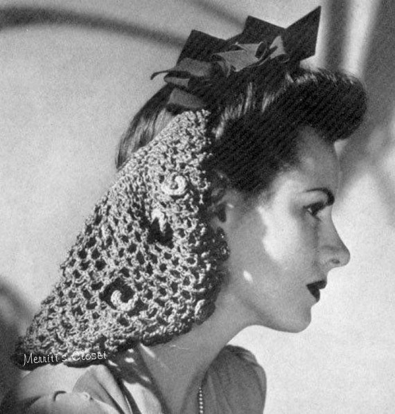 snood for a pattern crochet hair Pattern, Hair Bow Era Snood, Crochet Vintage INSTANT Wartime DOWNLOAD