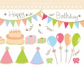 Items similar to Birthday Party Decoration Clip Art + EPS file ...