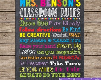 Classroom Rules Sign Poster Back to School Teacher