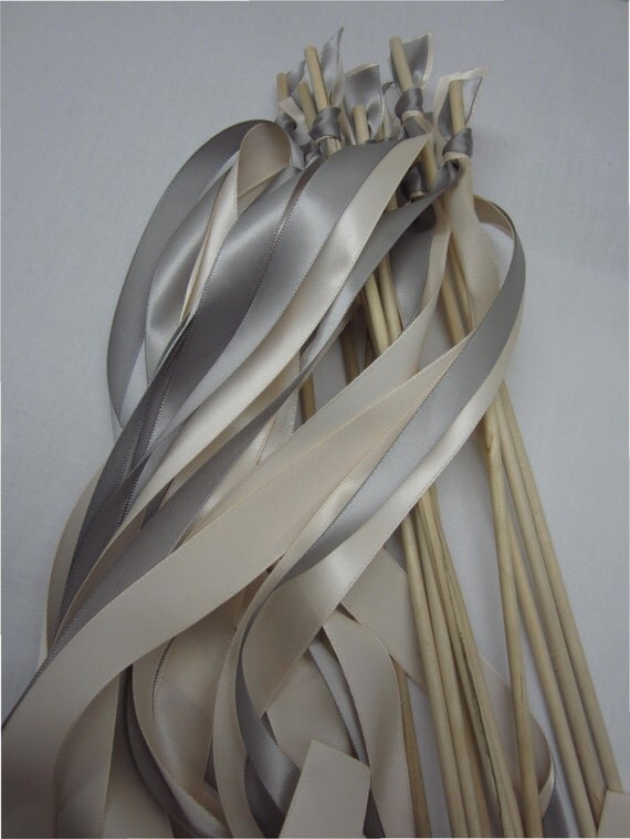 Weddig Wands 100 Double streamers NO bells. Ribbons and/or lace your choice of colors Il_570xn
