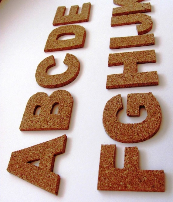 Selbstklebende buchstaben 3d kork wand dekor kork alphabet