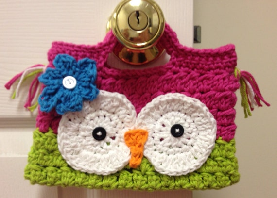 Owl Purse, Girls Purse, Hot Pink and Lime Green