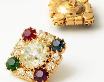 Rhinestone Button with Shank Back by each, 19mm, 16mm, 12mm, ROI-RB720-SQ
