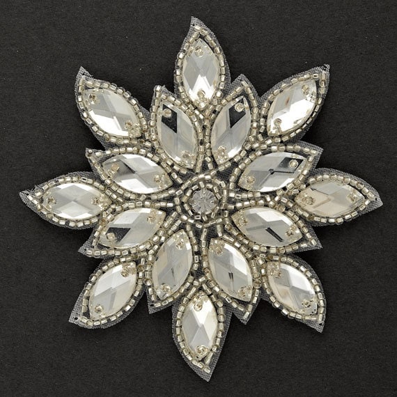 Rhinestone Beaded Applique Patch Bridal Applique