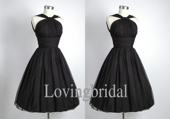 Short Black Chiffon Evening Dress Bridesmaid Dress Prom Dress  Wedding Party Dresses Bridesmaid Gown Bridesmaid Dress 2013