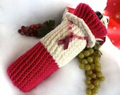 wine bottle cozy (Breast Cancer Awareness)  bag, or cover. Soft and so pink with a touch of cream.