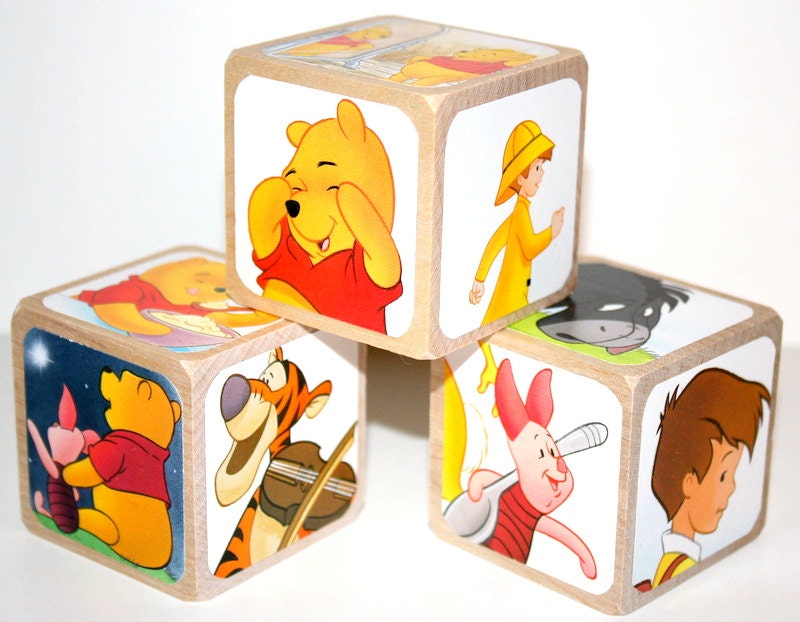 Winnie The Pooh Children's Wooden Baby Blocks by Booksonblocks