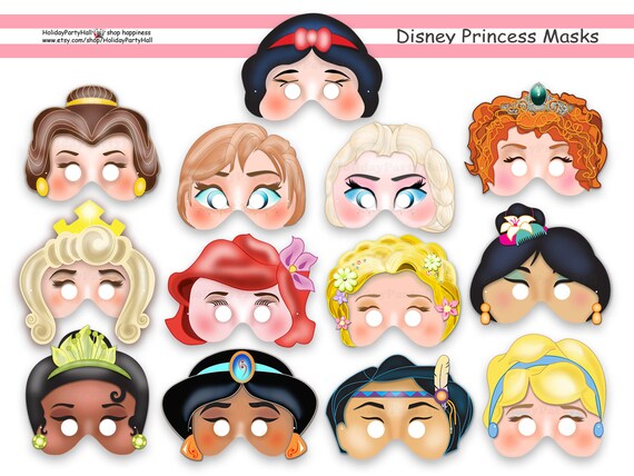 Unique Disney Princess Party Printable Mask by HolidayPartyHall