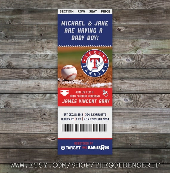 printable baseball ticket baby shower invitation