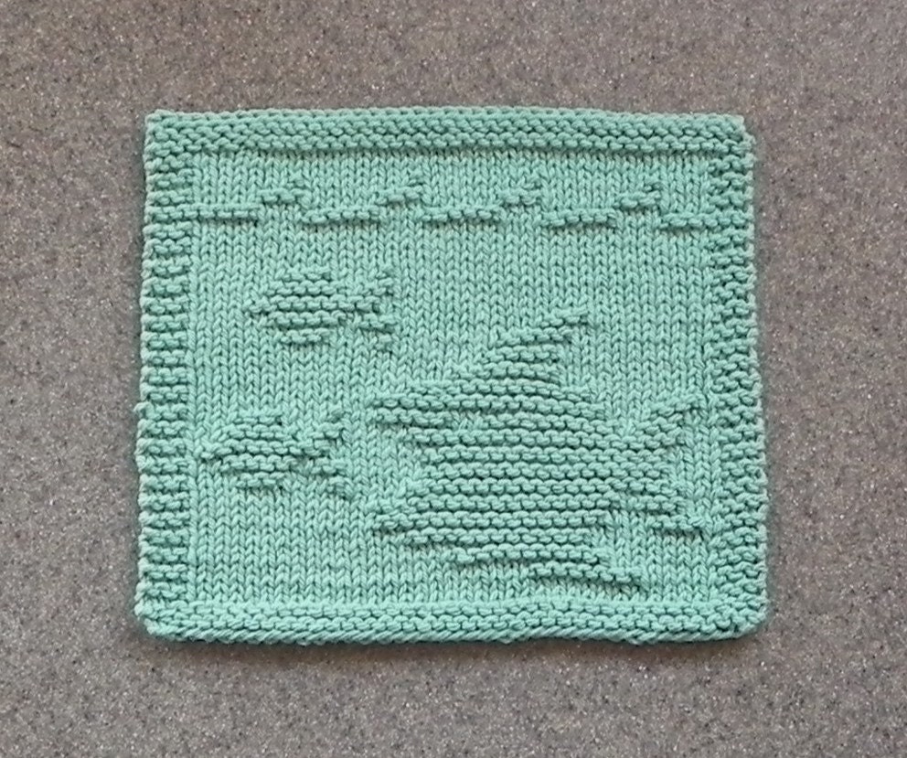 FISH Knit Dishcloth Hand Knitted Original by AuntSusansCloset