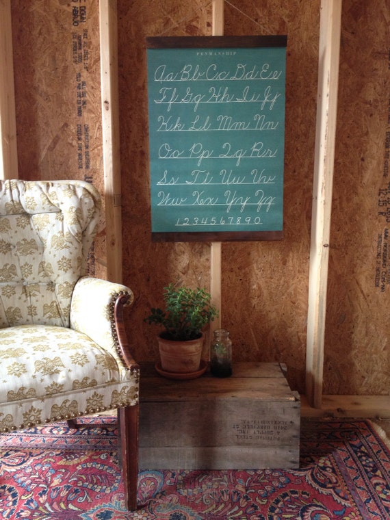 Vintage Inspired Poster Penmanship Green Chalk Board