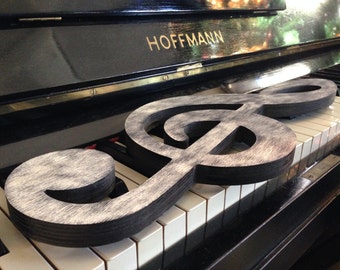 wood sign music note treble clef sign home decor sign, wall decor, music art sign