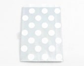 SILVER PAPER BAGS (Set of 12) - Metallic Silver Polka Dot Flat Paper Bags (19cm x 12cm)
