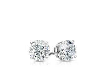 14k Gold 4-Prong Basket Round Diamond Stud Earrings 0.25 ct. tw. (H-I, I2)
