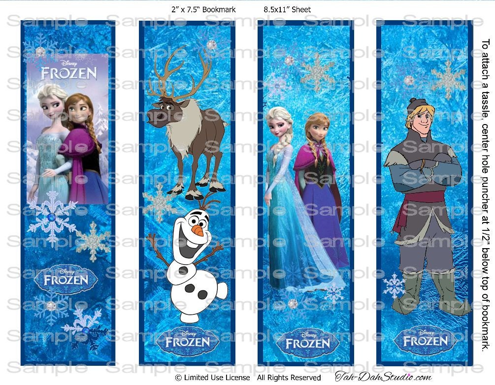 Disney Frozen Bookmarks Party Favors Scrapbook by TahDahStudio