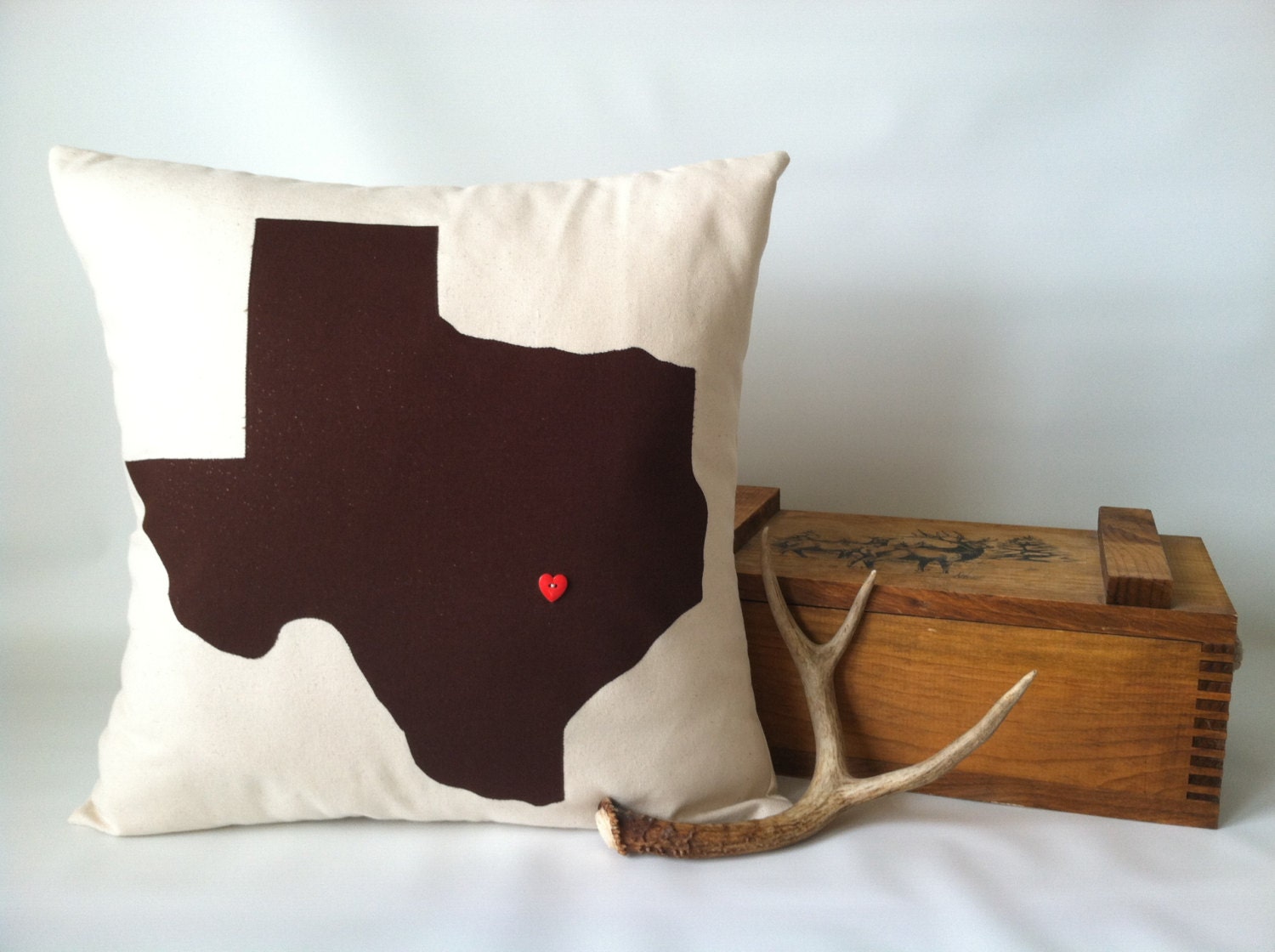 Texas Pillow 16 x 16 One Texas Heart Pillow Texas Decor