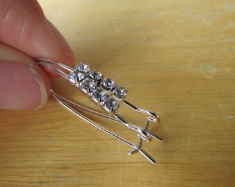 5 Pairs of Rhinestone Silver Kidney Ear Wires,Silver Kidney Ear Wires