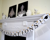 Congratulations Graduation Banner, Congrate sign, Graduation decorations, black gold graduation party decor, Il_170x135