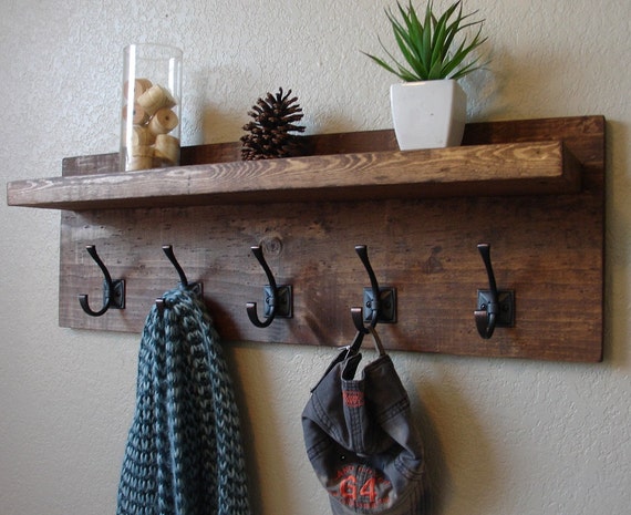 Claremont Coat Rack w/ Floating Shelf by KeoDecor on Etsy