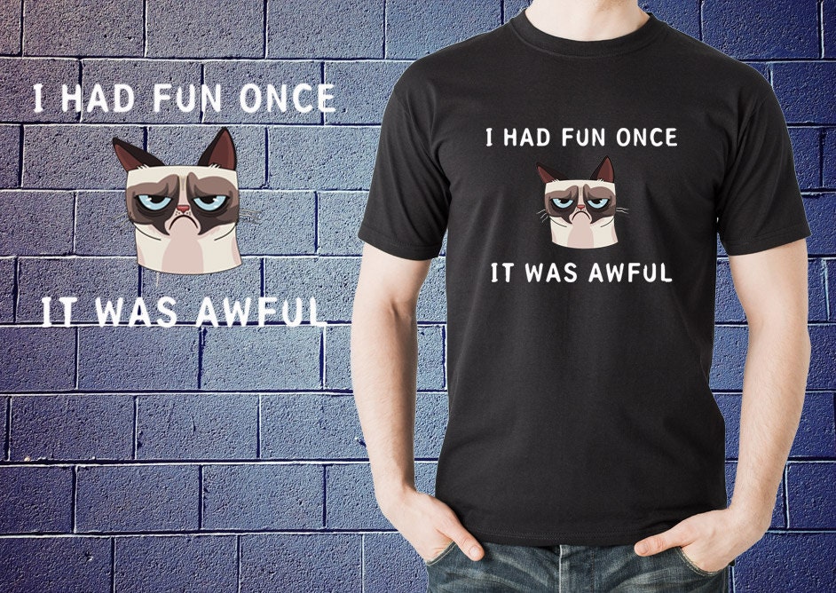 I Had Fun Once And It Was Awful Grumpy Cat I Had Fun Once It Was Awful Meme T-shirt Funny Cat