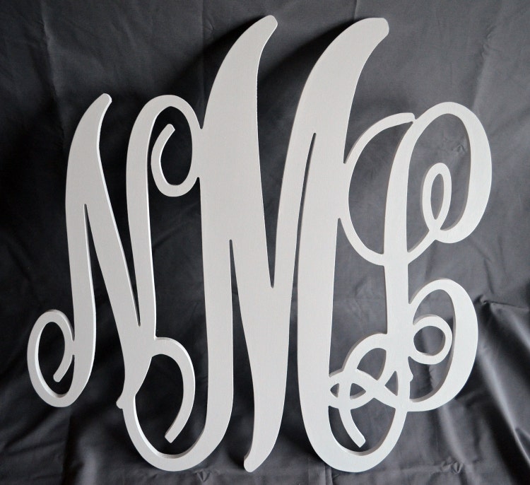 Large Wall Letters Script Monogram Wooden Wall by CraftyMonograms