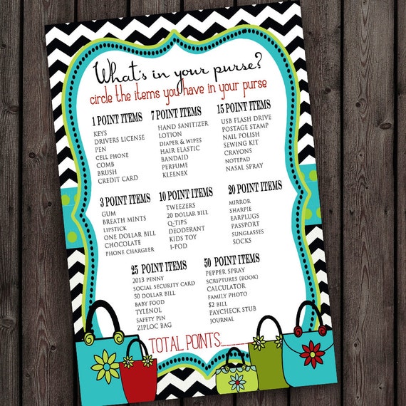 purse game digital printable you choose the size you need