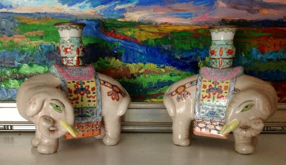 Amazing Vintage Elephant Candle Holders