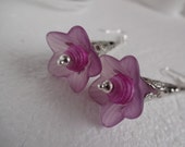 Spring Frosted Lilac Pink Handmade Paper Spiral and Lucite Bugle Bead Earrings