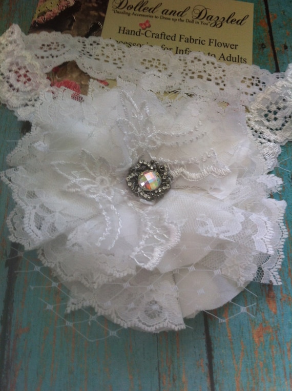 Gorgeous White Lace Bridal Flower/ Bridal Hair Piece/ Flower Brooch/ Girls Headband/ Baby Headband/ Girls Hairclip/ Womens Headband/ Bridal