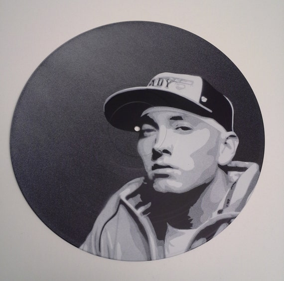 Items similar to Eminem stencil art on a vinyl record on Etsy