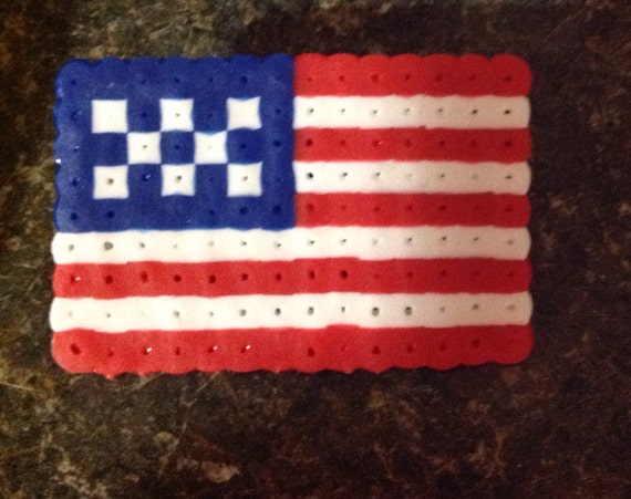 American Flag Perler Bead Pin by ThePinkTurtleLady on Etsy