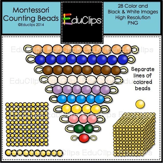 Montessori Counting Beads Clip Art Bundle by EduClips on Etsy