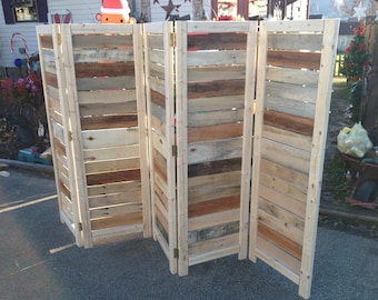 Handmade Primitive Room Divider / Movable Wall / Screen made from Antique Looking Wood - 5' 10" Tall with Five Panels - Beautiful!
